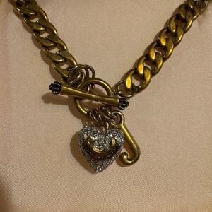 Juicy Couture gold vintage heart chain choker necklace